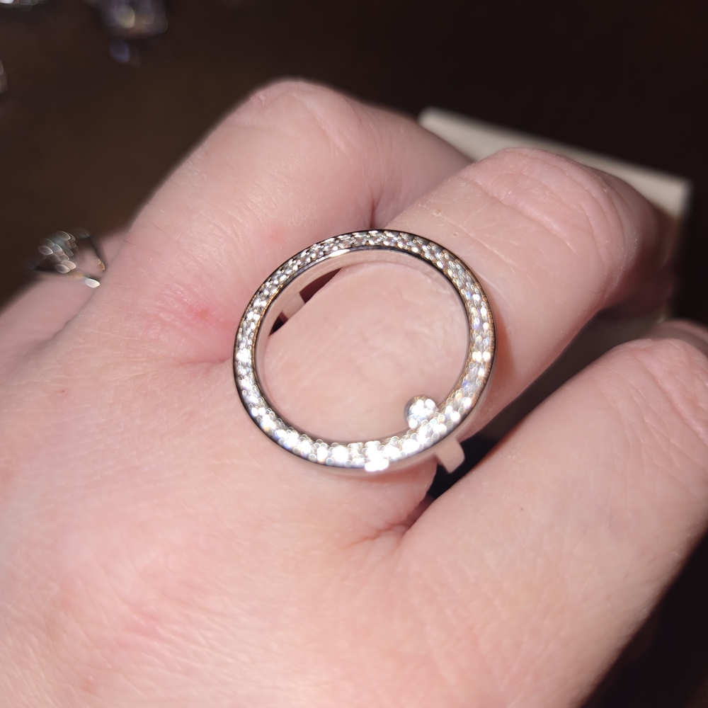 Elegant Silver Circle Ring with Crystals